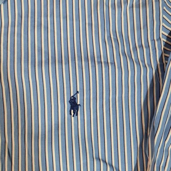 Vtg 90's Polo Ralph Lauren Mens Button Down Shirt Classi Fit Size M Blue Striped - Picture 3 of 9
